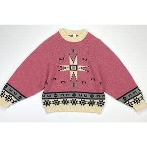 Vintage Woolrich Pink Southwestern Wool Chunky Sweater Raglan Woman’s Medium